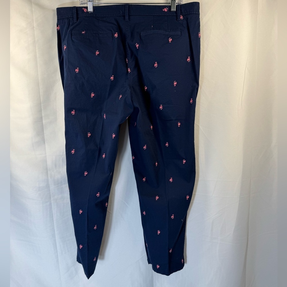 Talbots Navy Relaxed Chinos With Pink Flamingos 16 - Picture 2 of 8